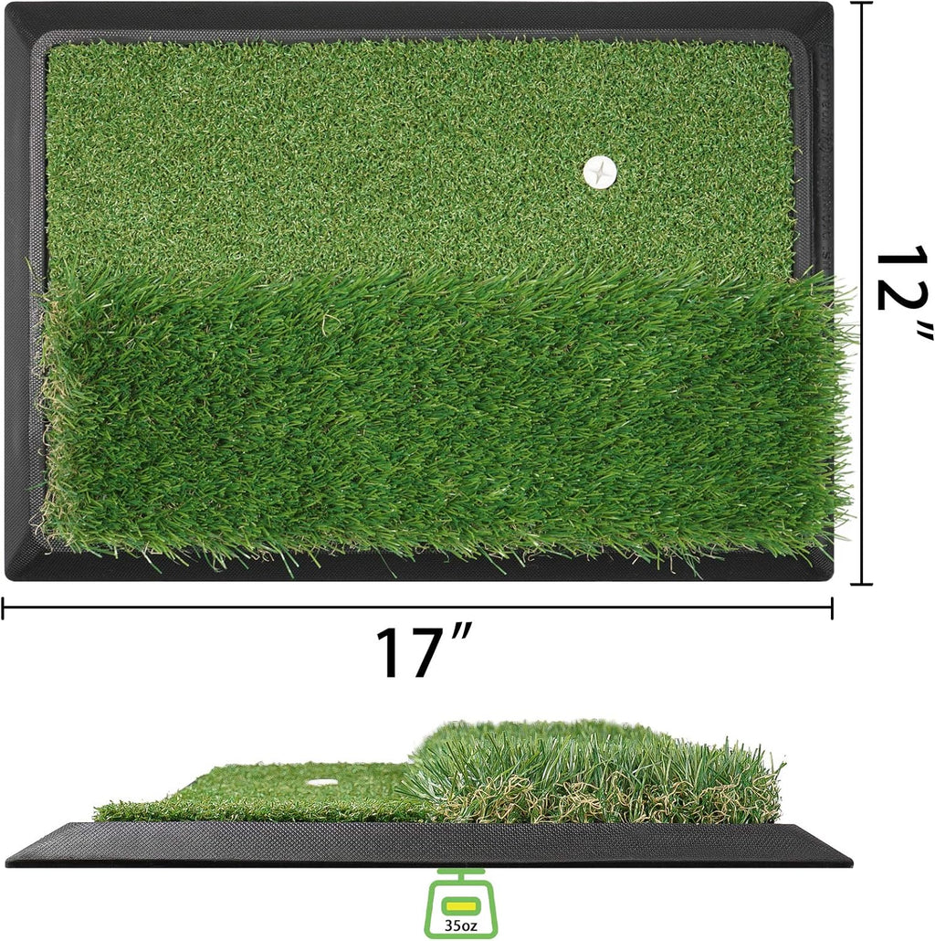 Golf Hitting Mat, Golf Mats for Home Use - Heavy Duty Rubber Base Golf Putting Green, Mini Golf Practice Training Aid - Premium Turf for Indoor and Outdoor, Golf Accessories Golf Gift for Men